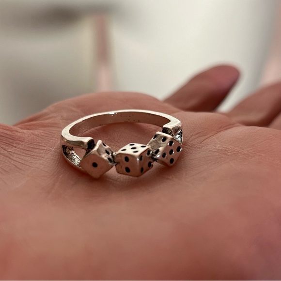 Vintage Retro Silver Dice Goth punk Disco Ring - Picture 6 of 16